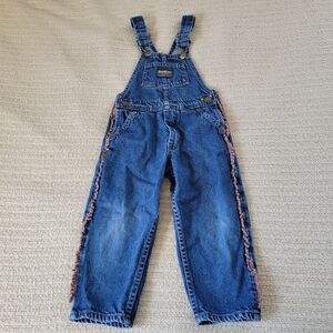 Blue Denim Overalls with Pink Fringe